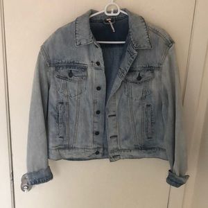 free people embroidered denim jacket